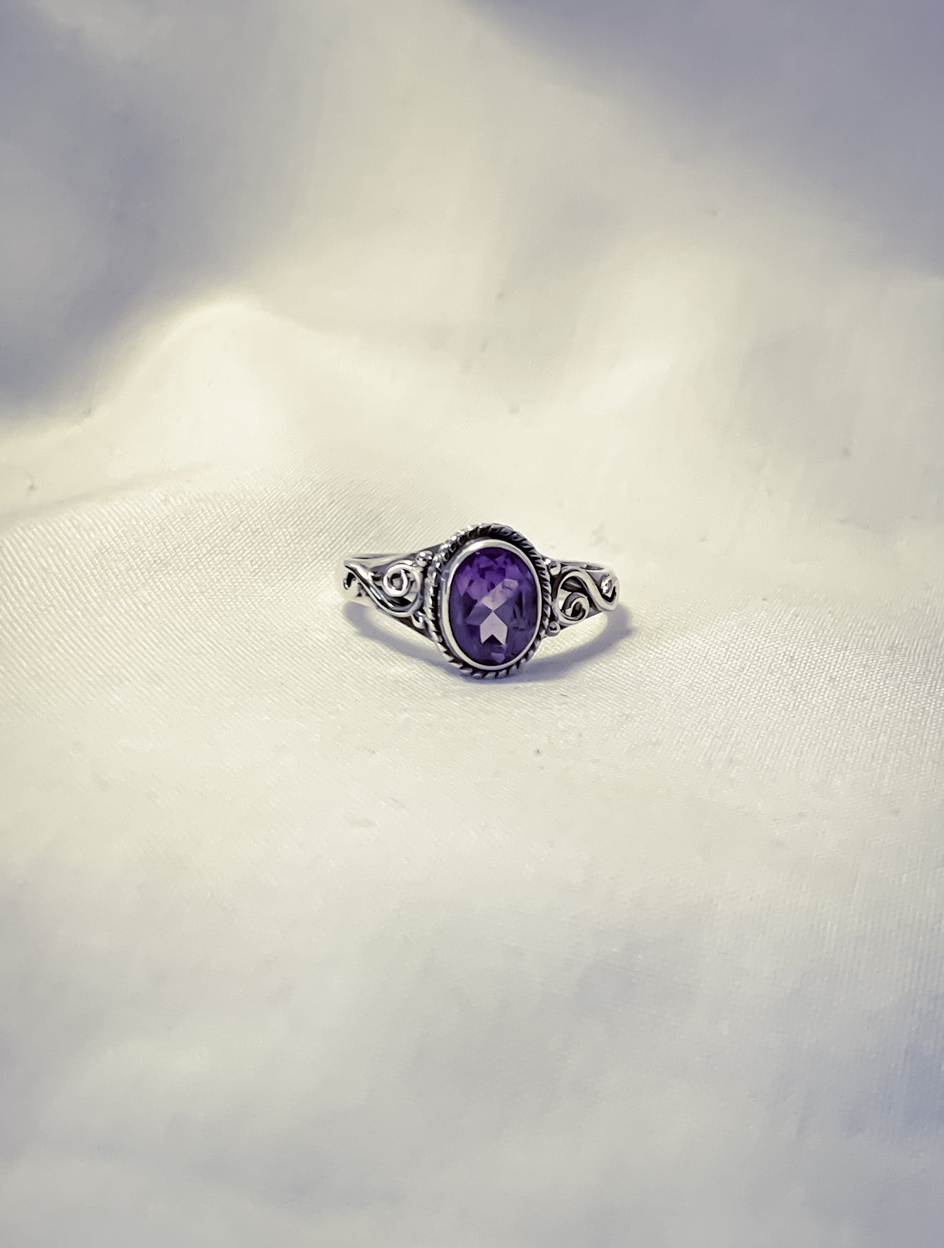 Imperial purple, silver ring